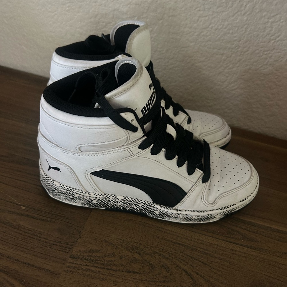 Puma Rebound  Kids High-Top Sneakers - White and Black